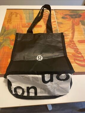 lululemon athletica Black and White Reusable Tote - Logo Front